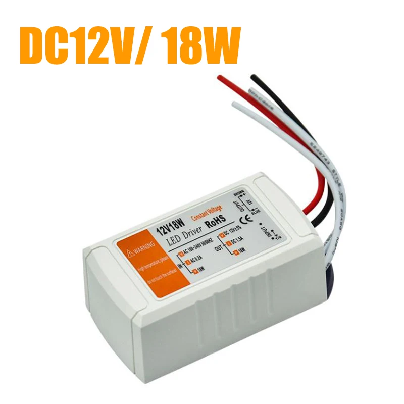 5pcs 12V LED driver 110V 220V to 12V Power Supply Lighting Transformer 18W DC12 Voltage Adapter LED Driver for LED Strip Lamp