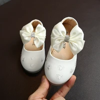 baby girl shoes kids leather shoes children flats with bowtie rhinestone sweet soft chic dress shoes for wedding party show cute