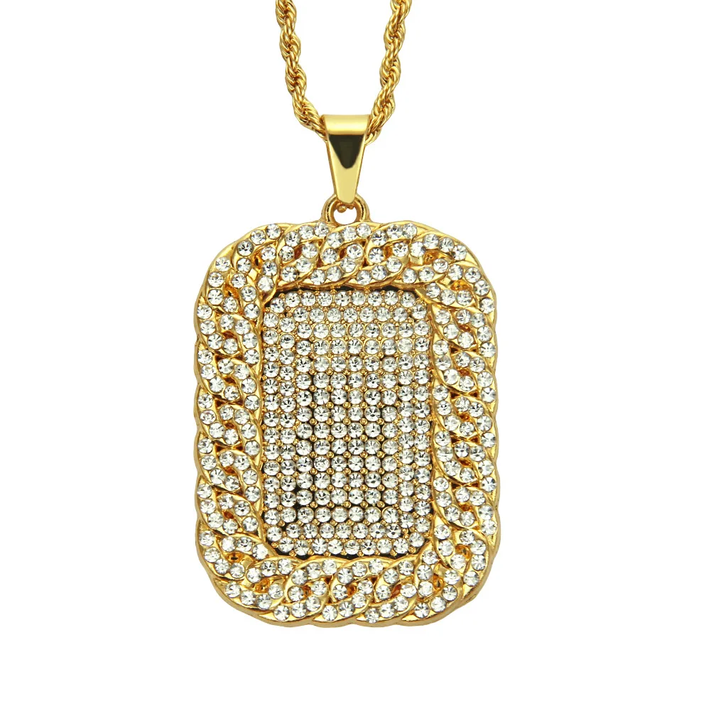 

Men's Hip-hop Jewelry Inlaid With Diamond Necklace Heavy Industry Military Cuba Chain Accessories Pendant Necklace Pendant
