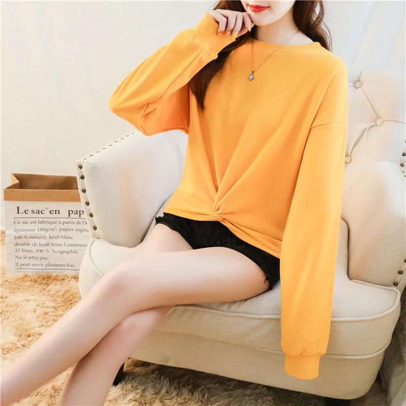 Тонкая Короткая Толстовка с высокой талией на весну и осень для женщин 2020 Новая