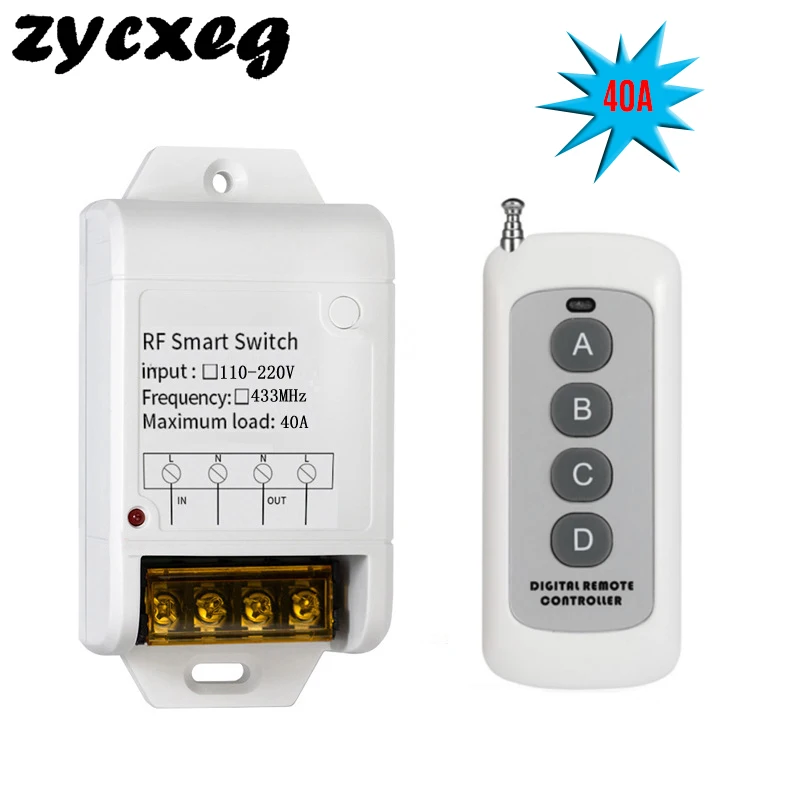 

Relay Wireless Remote Control Switch AC 110V 220V 30A 1CH Automation Modules Receiver 433MHz RF Transceiver Water Pump Switch