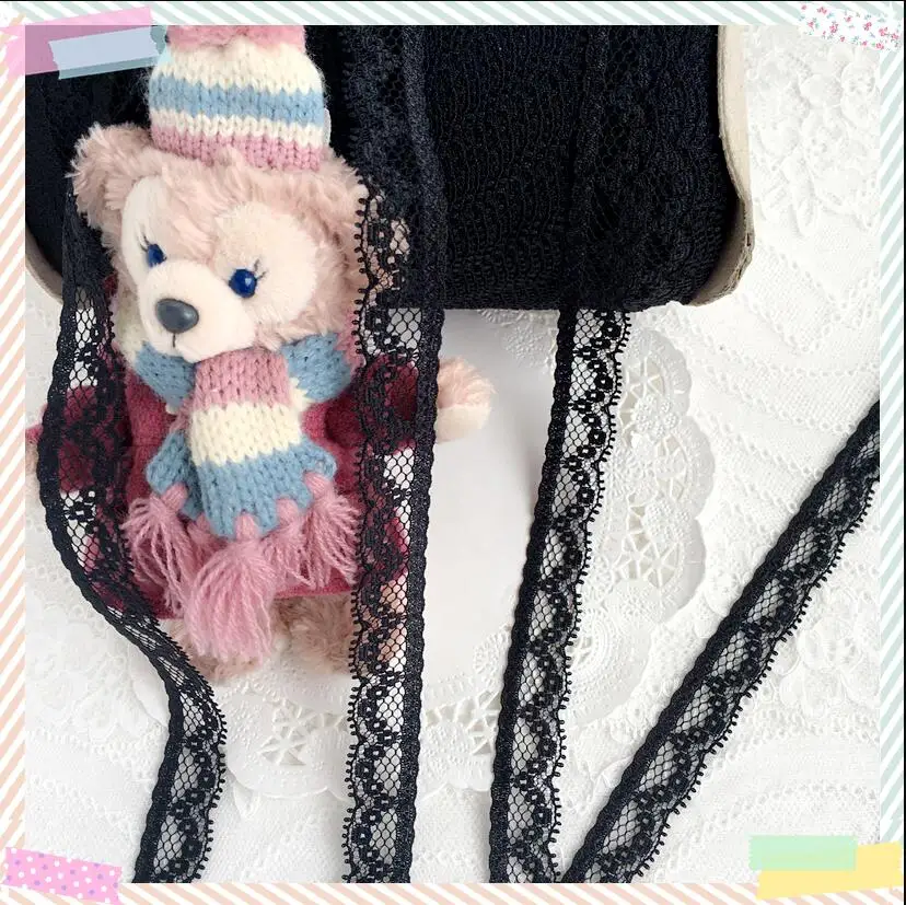 10 метров Цветочная черная розовая кружевная вышивка отделка Аксессуары для