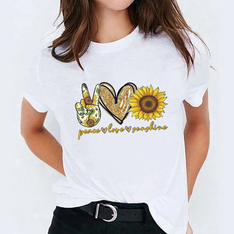 

T-shirts Top for Women Floral Flower Office Fashion 90s Printing Print Lady Womens Graphic T Shirt Ladies Female Tee T-Shirt