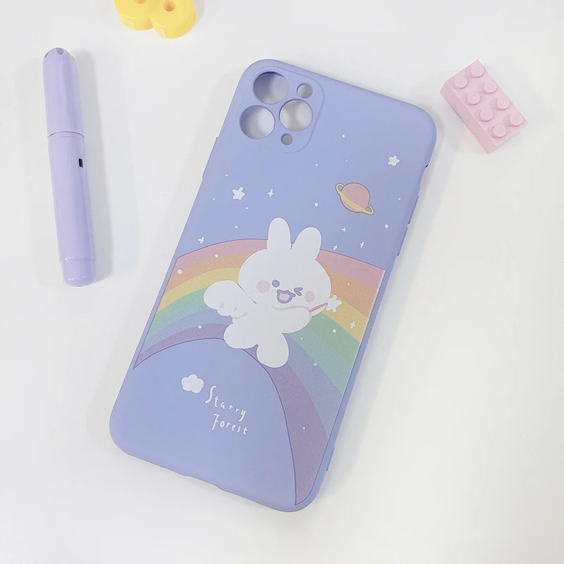 STARRY FOREST Милый мягкий чехол из ТПУ с радужным кроликом для iPhone 11 pro maxr Xs девочек