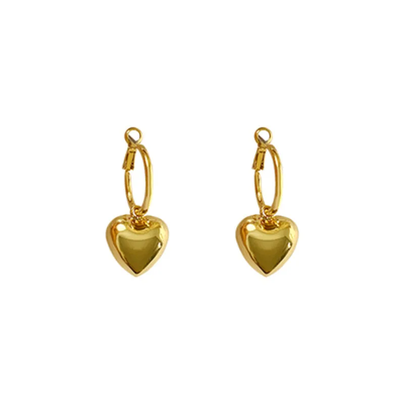 Glossy 3D Heart Shape Mini Hoop Earrings For Women 2021 New Trend Gold Color Simple Korean Jewelry Charming Earings | Украшения и