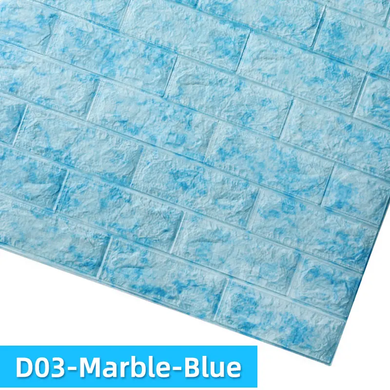 D03-Marble-Blue Kaguyahime DIY Wall Stickers Self-Adhesive Decor Wallpaper For Kids Room Kitchen Bedroom Waterproof Sticker 3D Wallpaper Brick - Цвет: D03-Marble-Blue