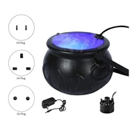 halloween witch jar cauldron mist maker smoke fog machine with color light holiday party decoration prop