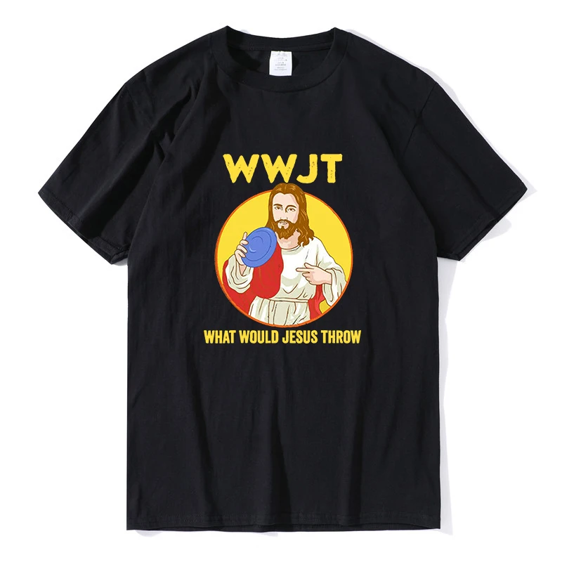 

What Would Jesus Throw WWJT Funny Christian Gift Retro Men's Shirt Short Sleeve Funny Unisex cotton shirt 2021 Men Hip Hop Tee