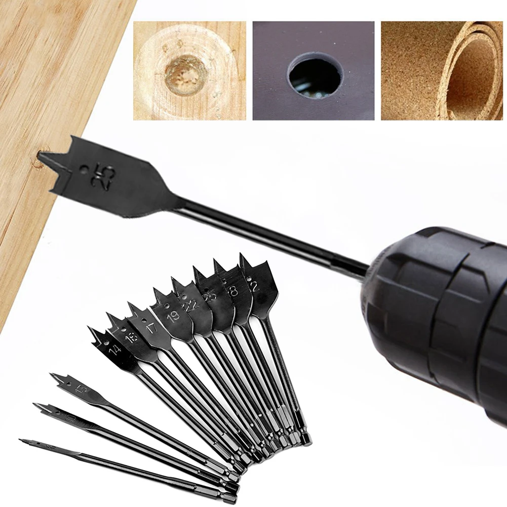 

11pcs/Set High-carbon Steel Hex Shank Spade Bits Flat Boring Bit Wood Drill Bit Power Tools Hole Saw 6-32mm Woodworking Tools