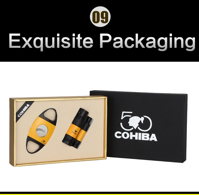 COHIBA из 3х предметов: сигарный набор прикуривателя резак сигары чехол для путешествий 3 фонарь с питанием от прикуривателя с металла по сниженным ценам! Puro резак карман Humiodor