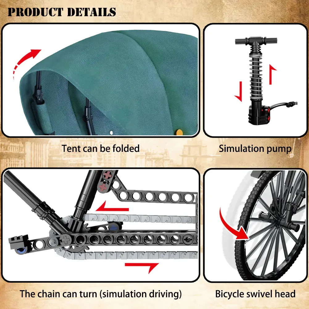 Классический ретро-конструктор BZDA рикша из Шанхая строительные блоки MOC