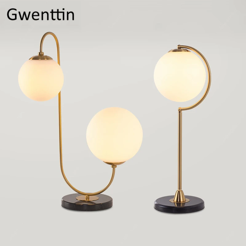 Современные светодиодные стеклянные шариковые настольные лампы для гостиной