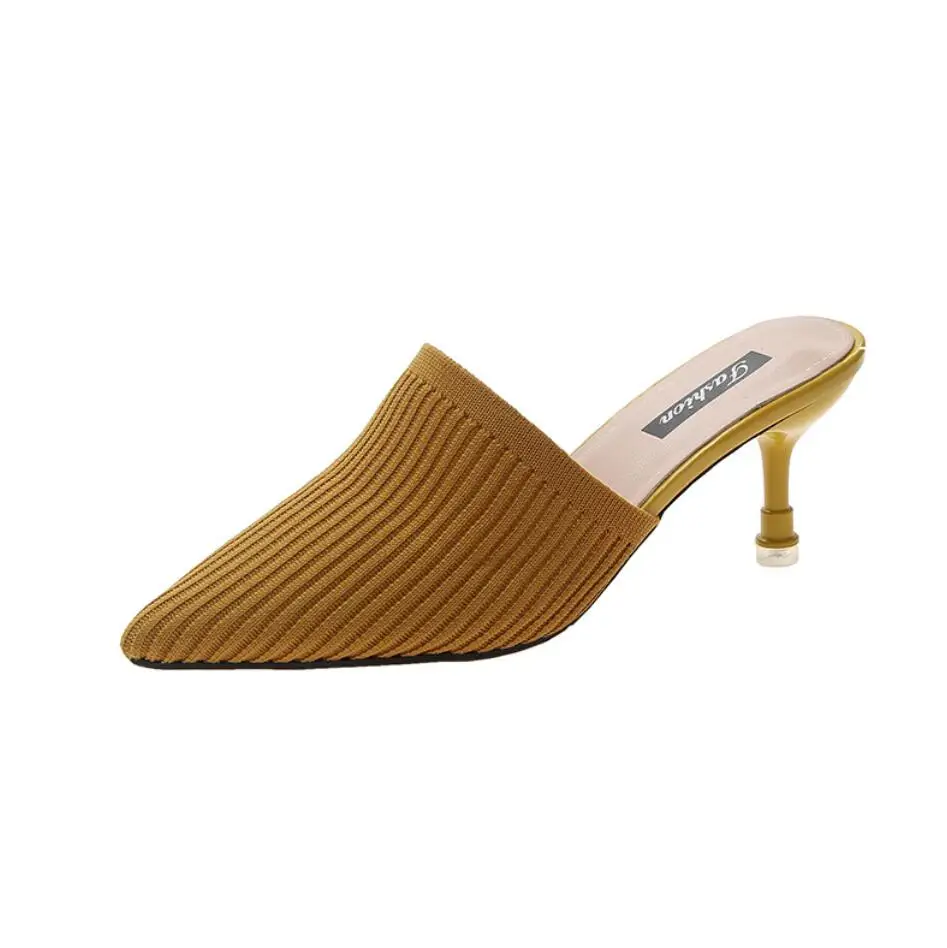 Мюли женские плетеные без застежки заостренный носок сланцы уличные шлепанцы