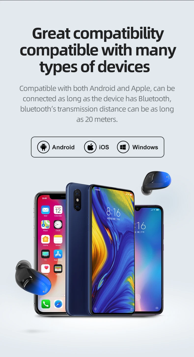 CBAOOO TWS Bluetooth наушники V5.0 Touch беспроводные наушники 9D стерео спортивные водонепроницаемые наушники Hands-free светодиодный цифровая гарнитура