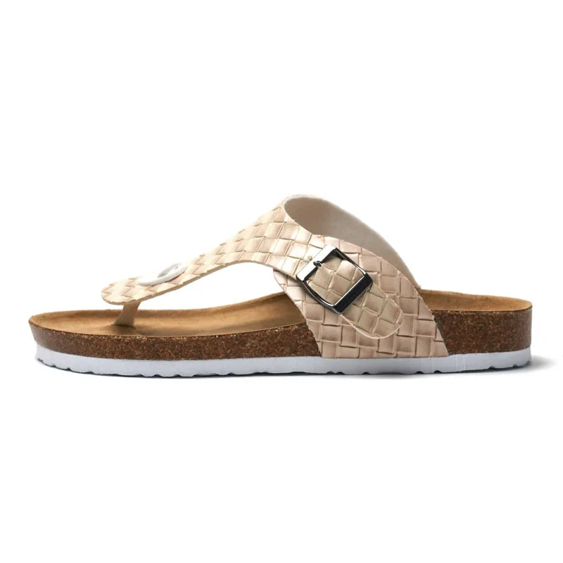 

Cork Weave Sandals Man New 2021 Men'S Shoes Summer Male Flip Flops Casual Beach Leather Slipper Footwear 37 38 39 40 41 42
