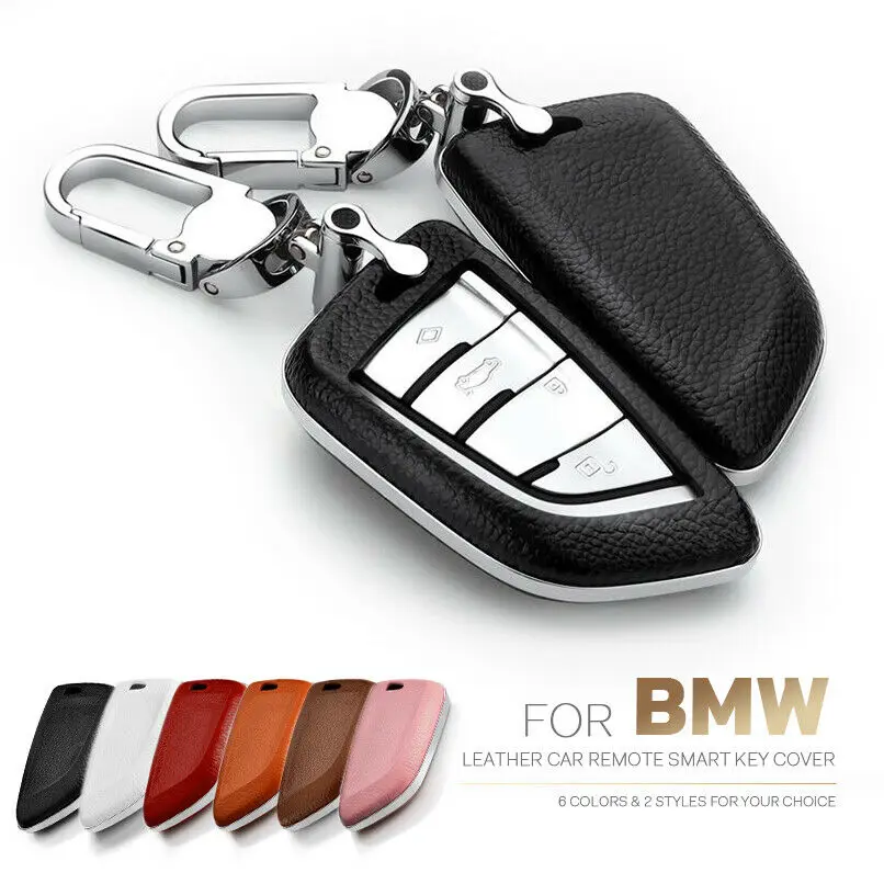 

Head Layer Cowhide Leather Car Smart Key Case Cover For BMW X1 X3 X5 X6 M Series