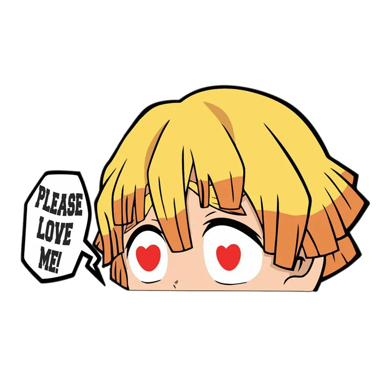

Hot Cartoon ZENITSU AGATSUMA PLEASE LOVE ME! Anime Peeking Car Sticker Vinyl Auto Motorcycle Decals KK Decal PVC 13cm*9cm
