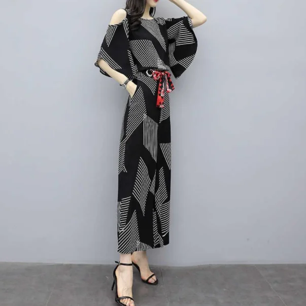 2020 летний черный комплект из двух предметов с принтом для женщин большие размеры