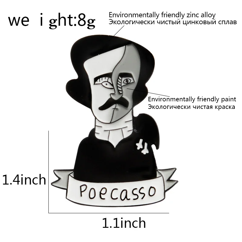 Эмалированные булавки абстракционизма Пикассо черно белые минималистичные