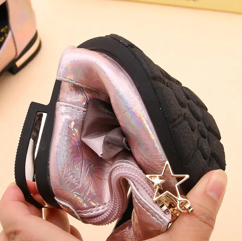 Детская обувь принцессы для девочек сандалии на высоком каблуке блестящие