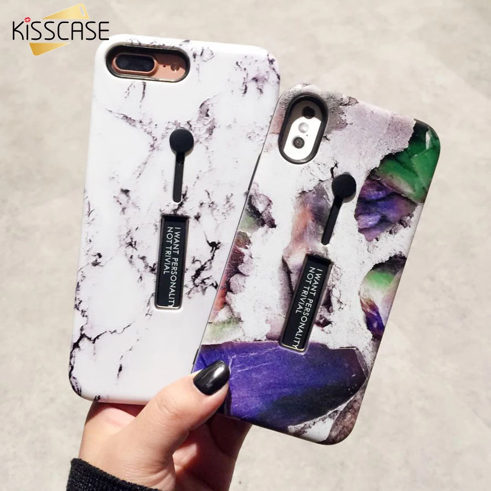 KISSCASE мраморный Телефон чехол для iPhone 7 8 держатель телефона 6 6s 10 X XS XR MAX Plus задняя