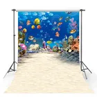 Фон для фотографий Avezano с изображением подводного мира морских кораллов и рыбок детский день рождения
