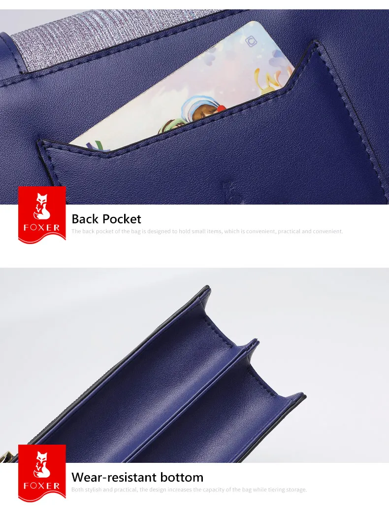 FOXER Glett Design шикарная женская сумка из коровьей кожи женская сумка-мессенджер элегантная синяя вечерняя сумочка стильная сумка через плечо для девочек