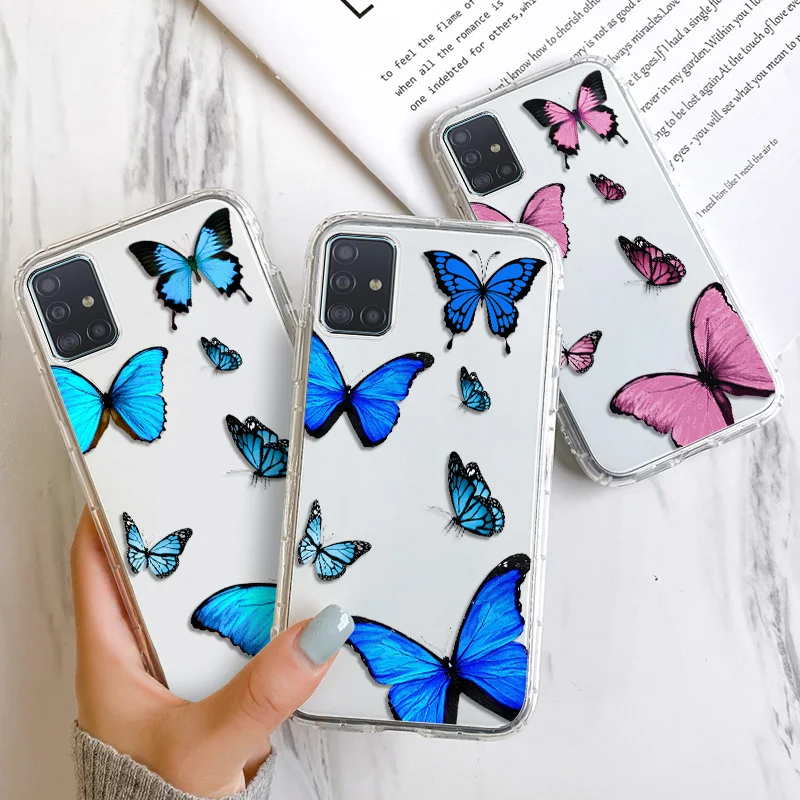 Case For Samsung A51 Cases Silicon Funda Samsung A52 A32 A31 A41 A72 A71 A50 S21 Ultra S20 FE S10 Plus Soft TPU Butterfly Covers