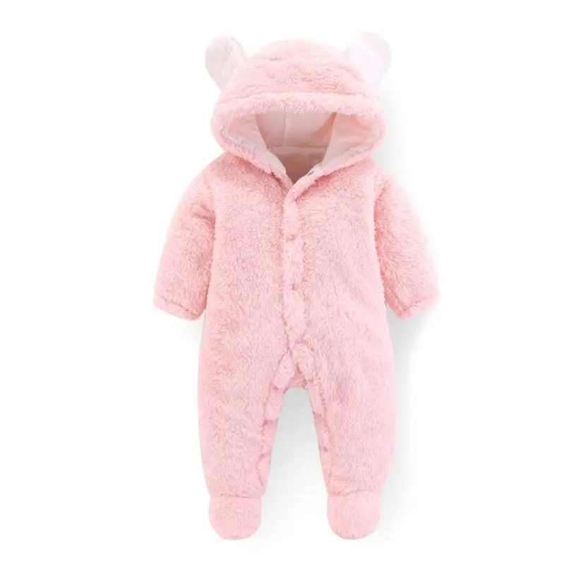 Pink Зимний детский спальный мешок для новорожденных из бархата кораллового цвета; хлопковые спальные мешки для малышей; Детские спальные мешки с рисунком медведя - Цвет: Pink