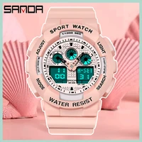 sanda women sports watches multifunction fashion waterproof watch analog digital watch ladies clock casual relogio feminino 3017