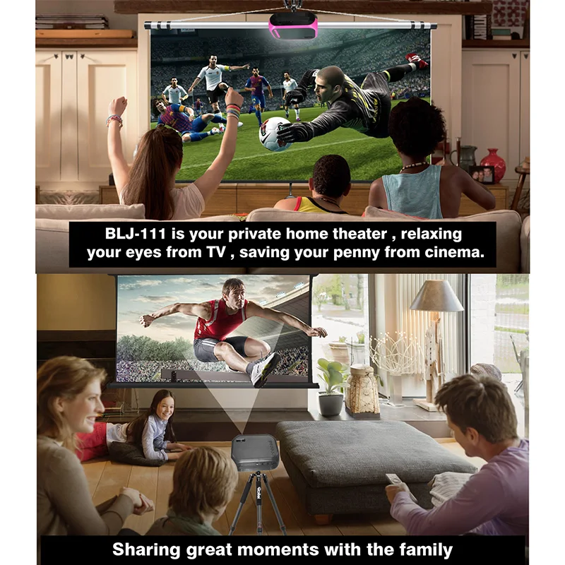 Портативный светодиодный мини-проектор для домашнего кинотеатра 1080P |