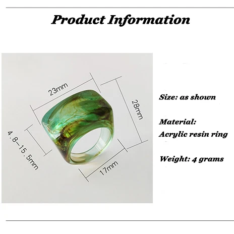 Индивидуальное разноцветное акриловое кольцо из смолы для женщин и мужчин