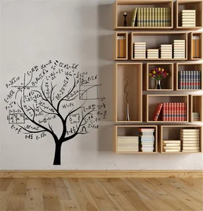 Виниловая наклейка на стену с математическим деревом, знаком мозга и школы, математическая наклейка, научное и офисное украшение WL2106
