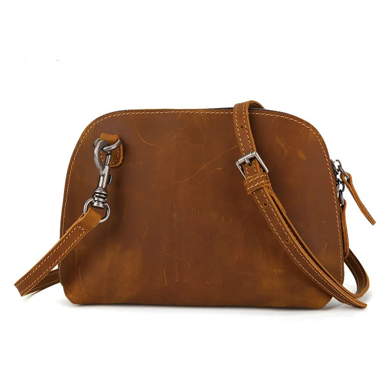 

2021 Casual Fashion Single Shoulder Bags Retro Style Women's Bags Genuine Cowhide Ladies Crossbody Bag Solid Messenger Bag Women