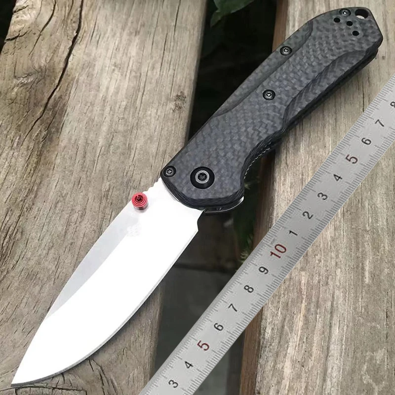 Online Baru Besar BM565-1 Mini Freek Bugout Poros Pisau Lipat Taktis S90V Serat Karbon Menangani Luar Ruangan Berkemah Berburu Alat Bertahan Hidup