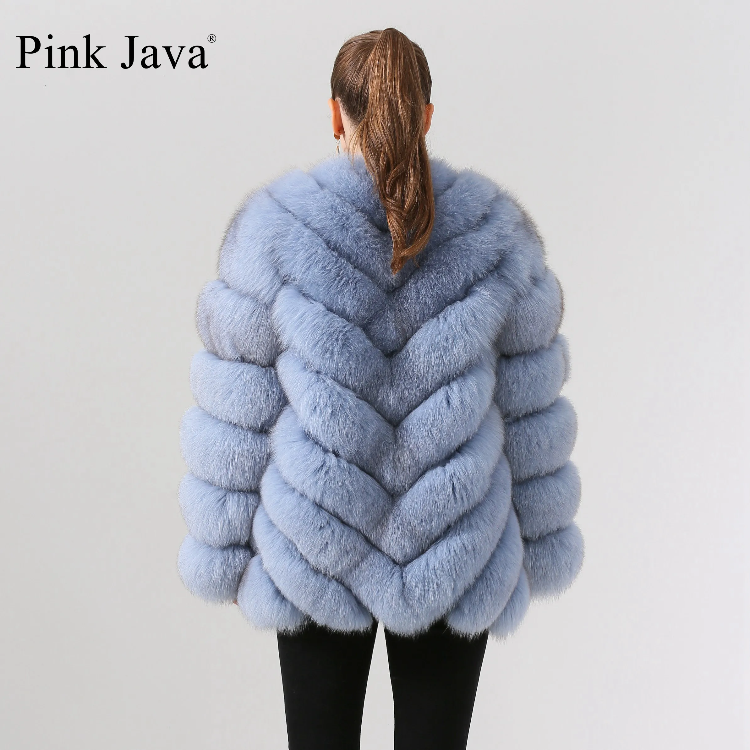 Новое поступление розовое пальто java QC19059 из натурального Лисьего меха Женское с