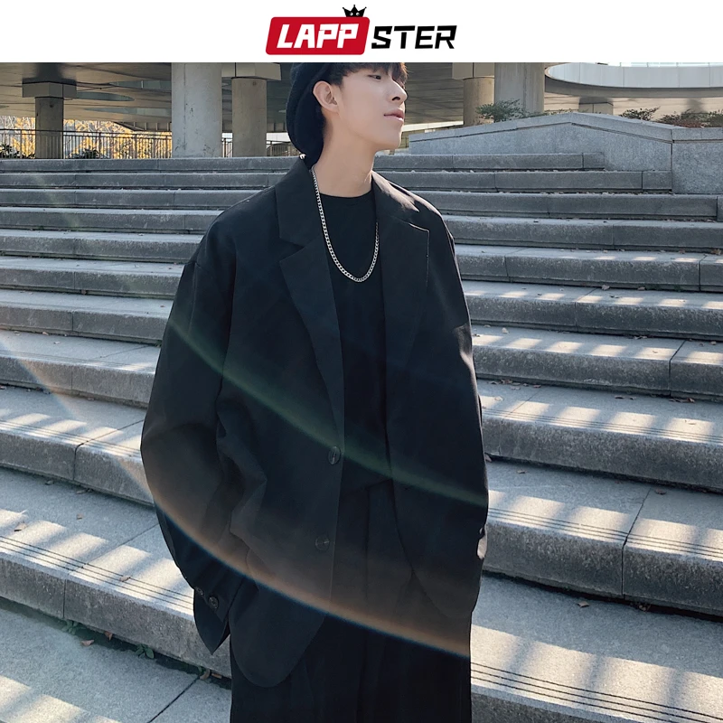 Мужской однобортный пиджак LAPPSTER бежевый Повседневный на пуговицах корейский