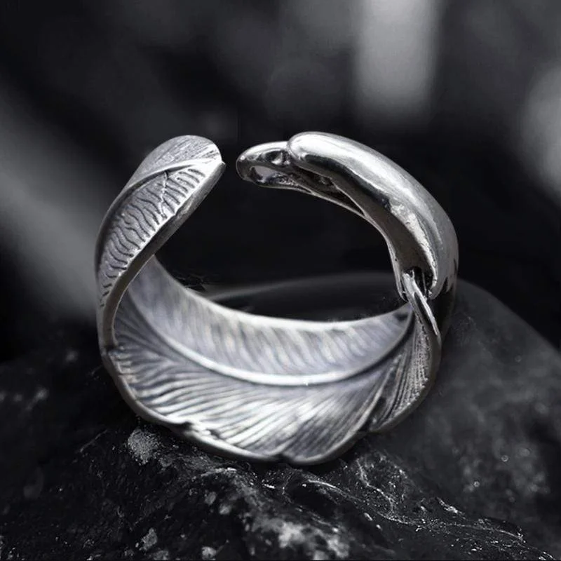 

Retro Simple Creative Feather Fan Car Punk Rock Hip Hop Trend Men's Open Ring Boy Birthday Holiday Gift Party Jewelry Wholesale