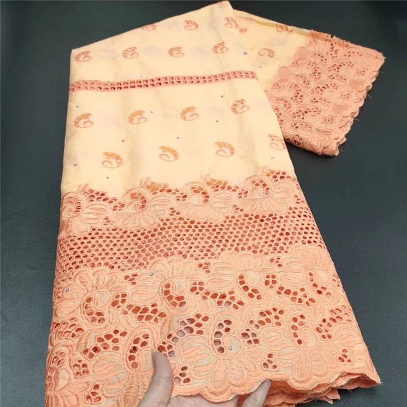 

100% Cotton African Lace Fabric High Quality Hollow Out Design Swiss Voile Lace Fabric 5 Yards/pcs For Diy Dress Wedding Sewing