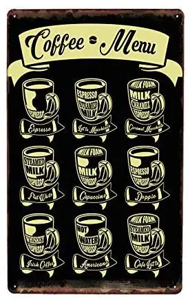 Оловянные вывески для меню кофе кофейни кафе металлическая вывеска спальни дома