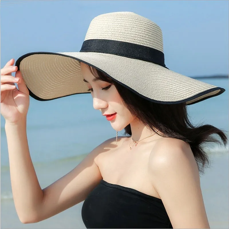 

Women Summer Beach Hat Elegant Summer Large Brim Straw Hat Adult Women Girls Fashion Sun Hat uv Protect Big Bow
