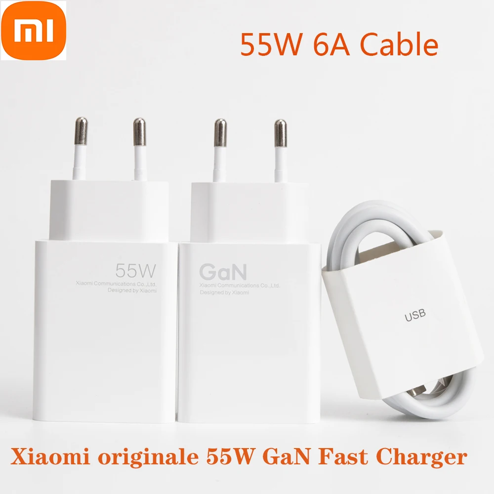 

FOR Original Xiaomi Charger 55W GaN Fast Charge 1M 6A Type C cable For Xiaomi 11 /10 / 10 Lite redmi note 9 pro 10 K40 30 pro