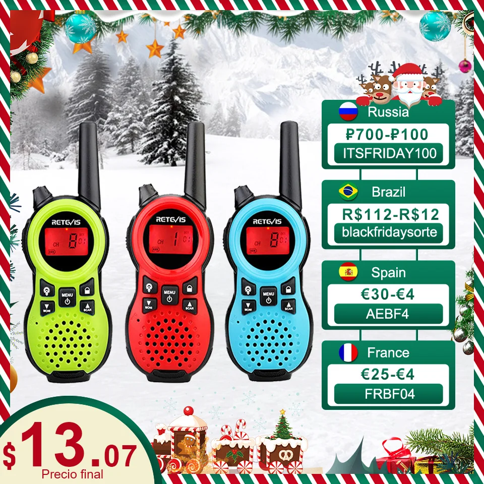 Retevis-walkie-talkie RT638 para niños, linterna de carga USB, Radio de juguete, regalos de
