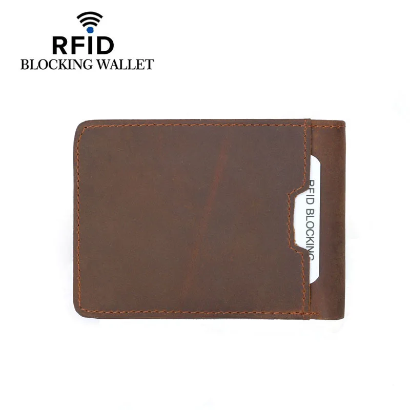 

New Slim Leather ID/Credit Card Holder Bifold Front Pocket Wallet with RFID Blocking Business card holder 100% genuine leather