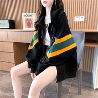 2021 early autumn new korean sports hoodie womens zipper cardigan loose thin coat fashion