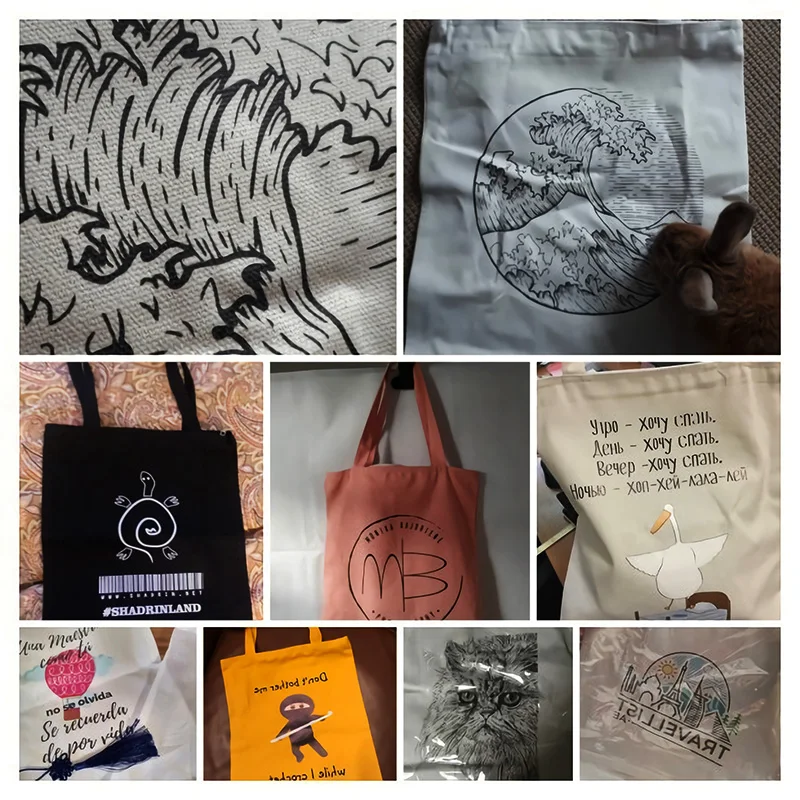 

Custom Tote Bag Shopping Add Your Text Print Original Design White Zipper Unisex Fashion Travel Canvas Bags
