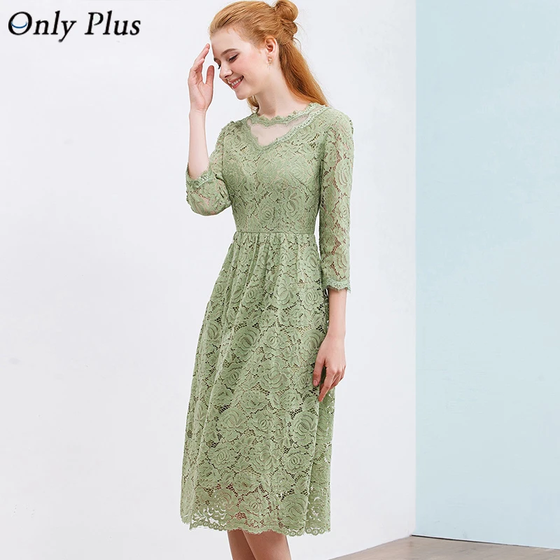 Только плюс зеленое кружевное платье женская обувь пропускающая воздух