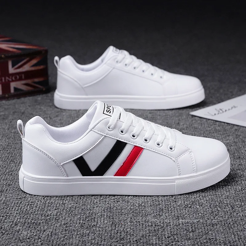 

Spring New Fashion Small White Shoes PU Casual Men Sports Shoes Light Comfortable Outdoor Running Shoes