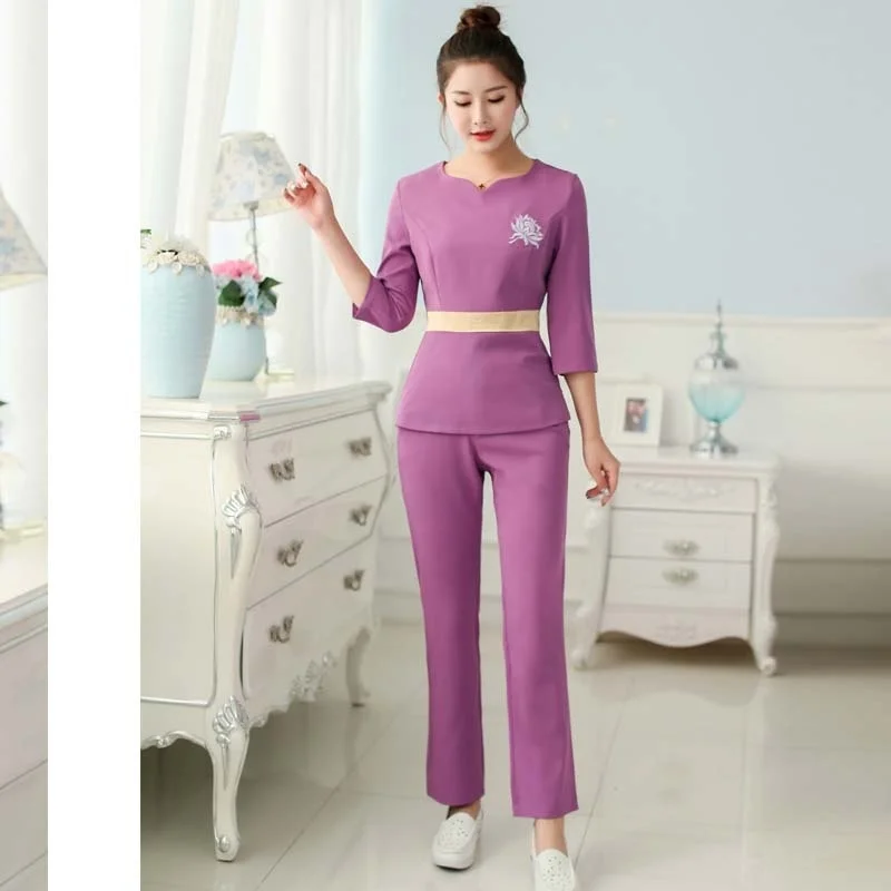 Женская мода скрабы набор красоты салон косметолога Униформа спа туника костюм