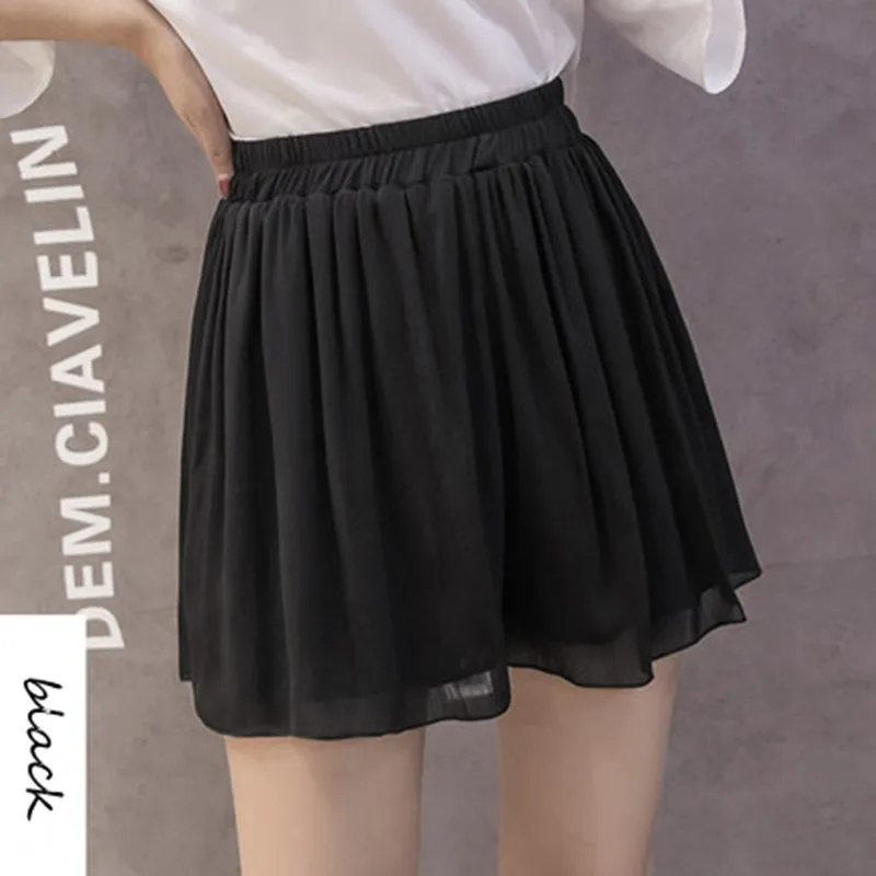 Женские шифоновые брюки повседневные свободные короткие штаны с высокой талией